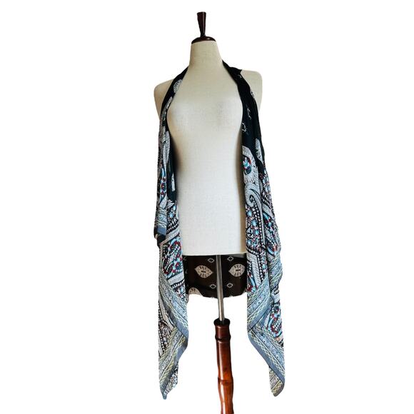 Boho Drape Vest | Paisley Print | Sheer  | Kimono Style | One Size Fits Most - Picture 2 of 10